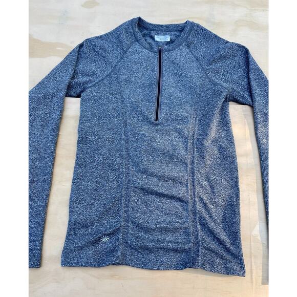 Athleta Men's Heather Gray Quarter Zip Long Sleeves Sweatshirt, Size M - Picture 2 of 6